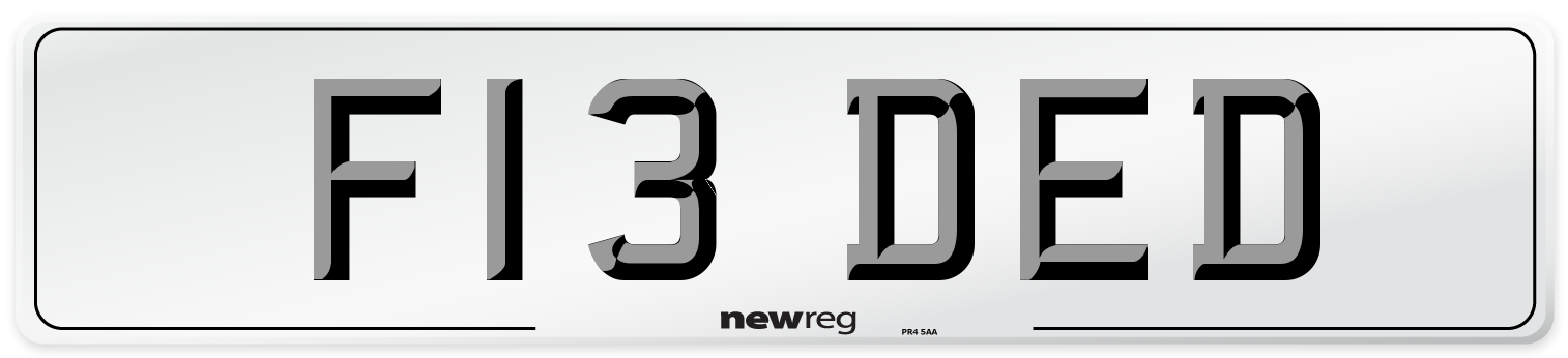 F13 DED Number Plate from New Reg